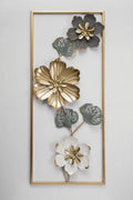 27x12 INCHES) Premium Quality Metal Flower Frame Art-(F4) Elegant Decorative Wall