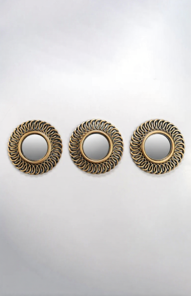 3 Ornate copper wall mirrors